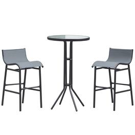 Outsunny - Piece Bar Height Outdoor Bistro Set for 2 - Charcoal Gray