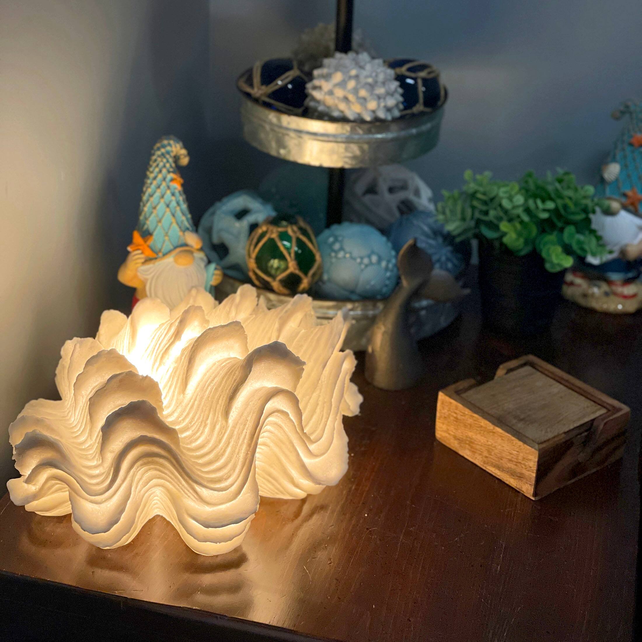 Alt View 5. Contrast Inc. - Squamosa Clam Accent Lamp Resin Shell Table Light 13" White Coastal Décor - White.