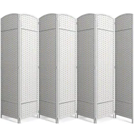 Sorbus - Extra Wide Double Hinged 7-Panels Partition Room Dividers - White