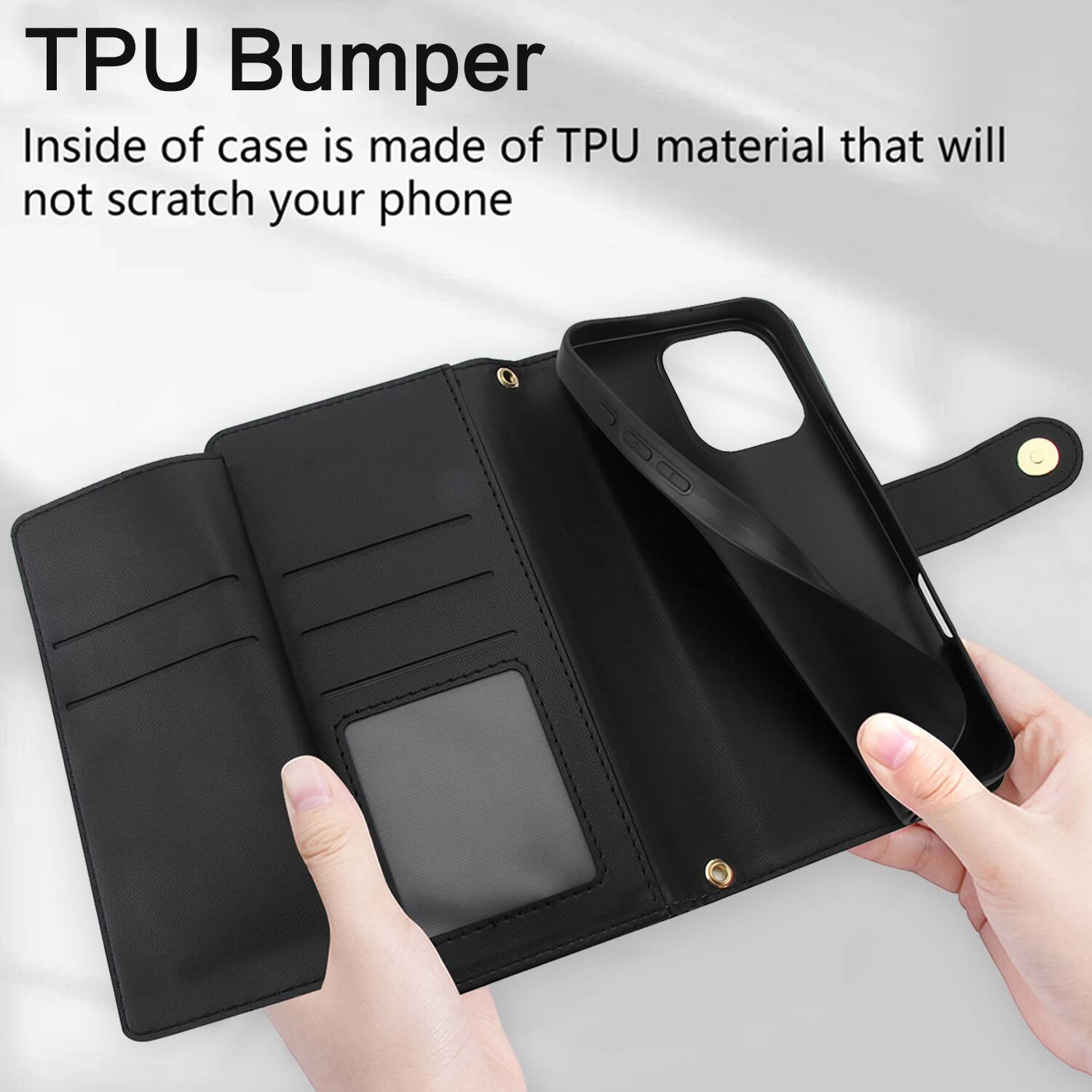 TPU Bumper

Inside of case is made of TPU material that will not scratch your phone