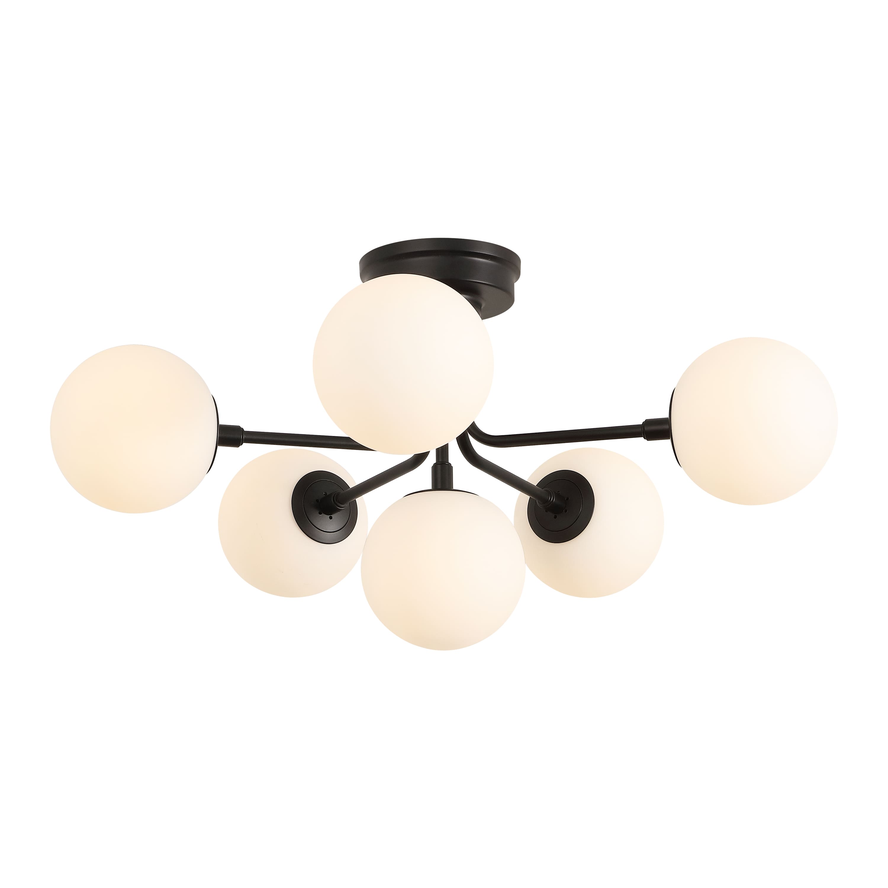 "Jonathan Y - Olivier Parisian 24"" 6-Light Globe Modern Industrial Iron Bistro LED Semi Flush Mount, Black - Black/White" price history on PriceWatchPro