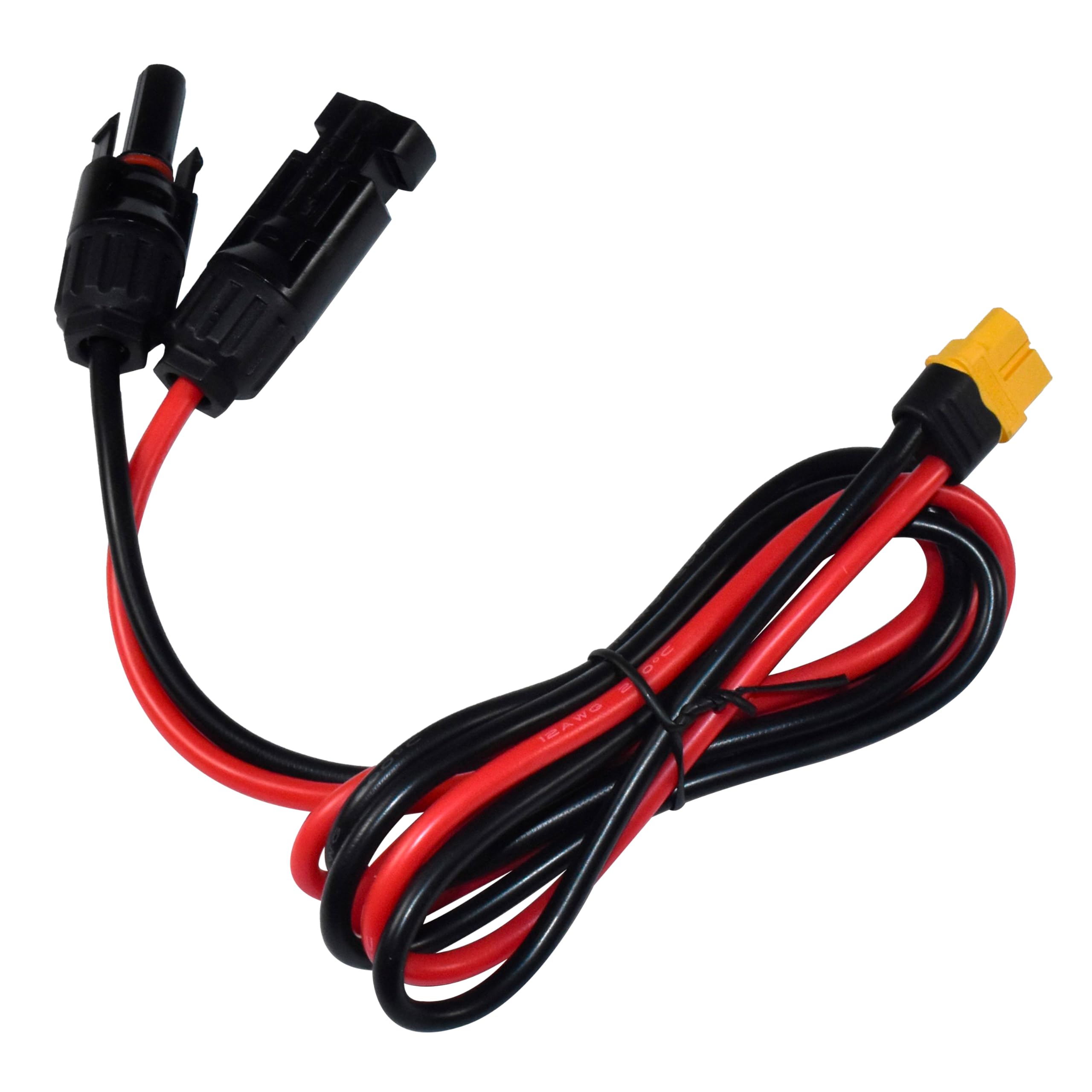 Alt View 4. HQRP - MC4 Solar to XT60 Adapter Charge Extension Cable - 12 AWG 1 m for RV Foldable Solar Panel - Black Red.