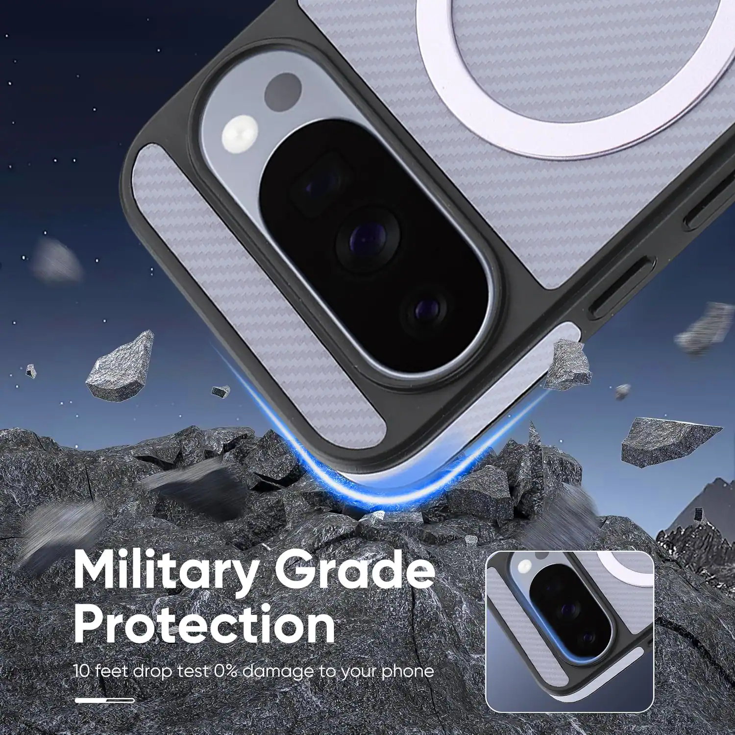 Military Grade Protection  
10 feet drop test 0% damage to your phone
