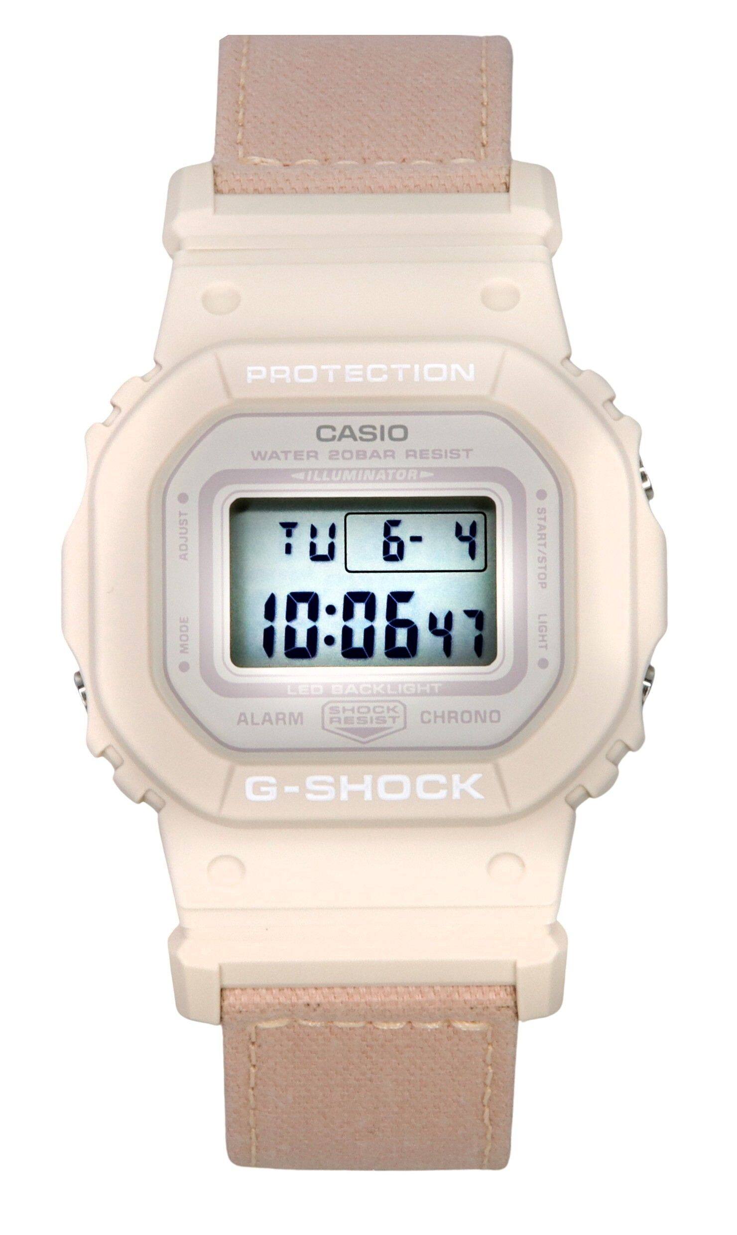 Casio - G-Shock Digital Organic Pink Cloth Strap Bio-Based Resin Quartz GMD-S5600CT-4 200M Women's Watch - Cream