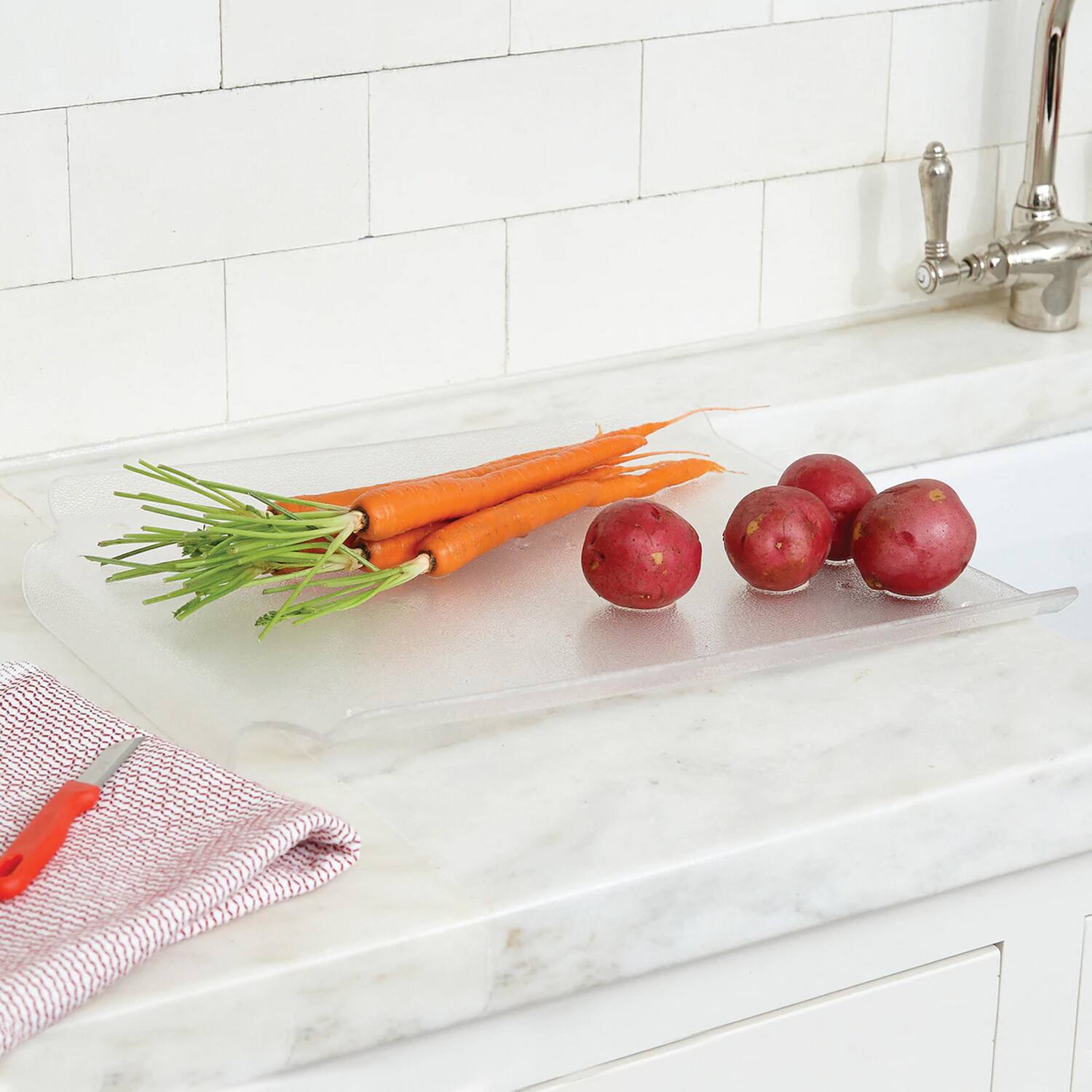 Back. Better Houseware - Better Houseware 344/13f Acrylic Dual-purpose Slanted Drain And Cutting Board - clear.