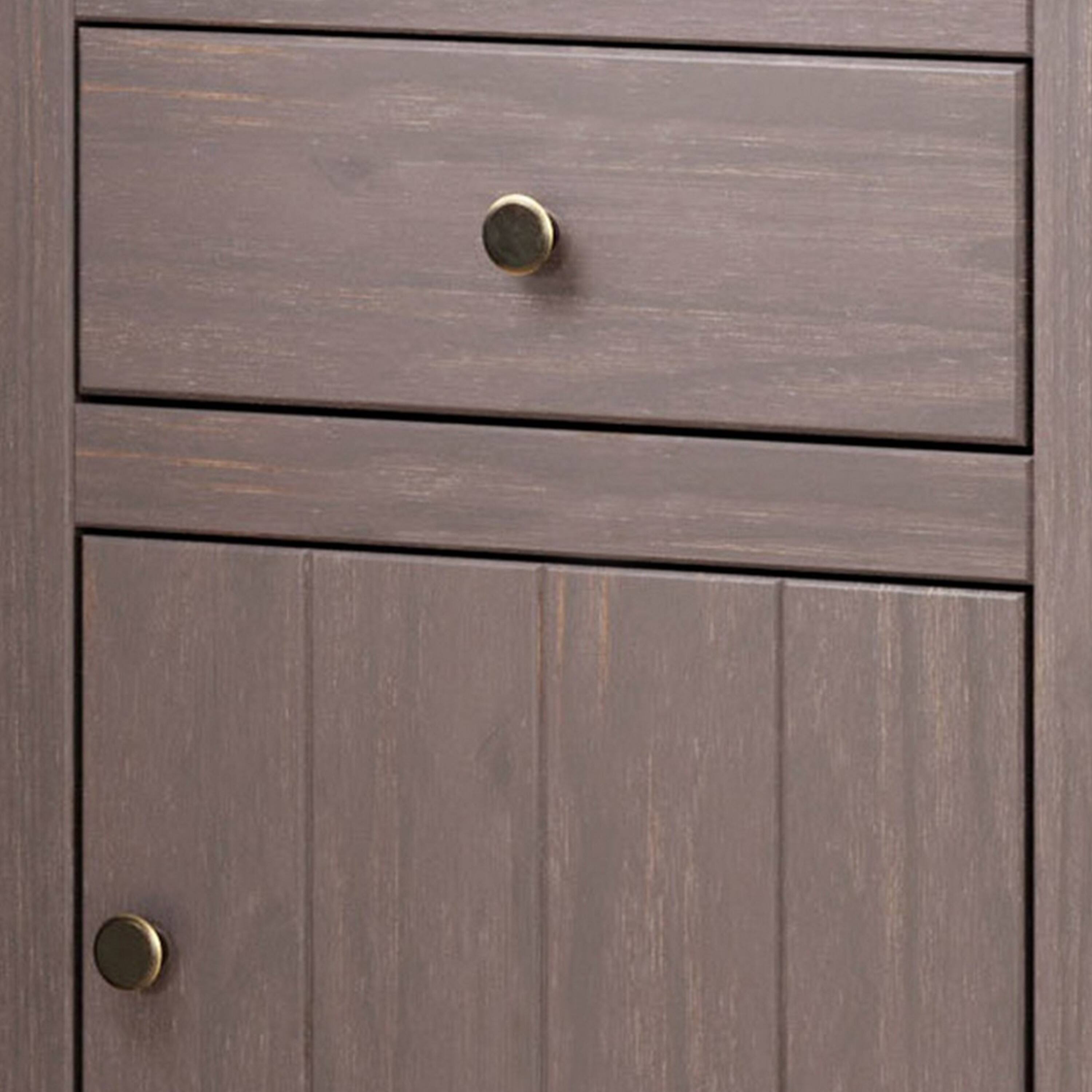 Alt View 3. Manhattan Lane - Stav Nightstand, 1 Drawer and Door, 25 Inch, Plank Style, Solid Wood - Gray, Bronze.