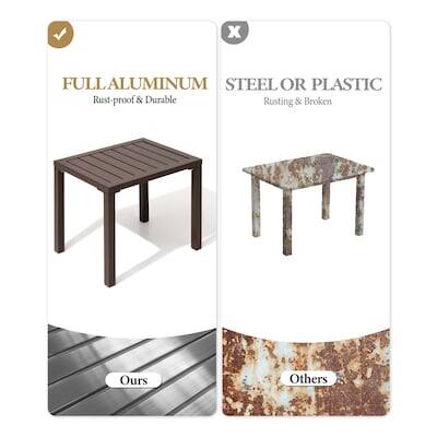 FULL ALUMINUM  
Rust-proof & Durable  

STEEL OR PLASTIC  
Rusting & Broken  

Ours  
Others