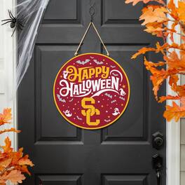 Evergreen Enterprises - USC Trojans 18" Happy Halloween Wooden Round Door Sign - Multicolor