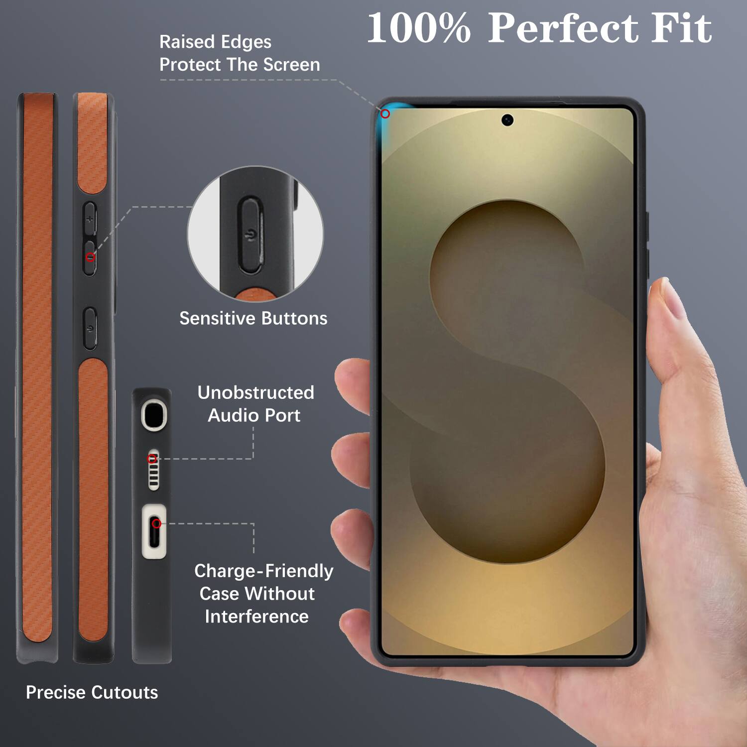 Raised Edges 100% Perfect Fit Protect The Screen Sensitive Buttons Charge-Friendly Unobstructed Case Interference Audio Without Port Precise Cutouts