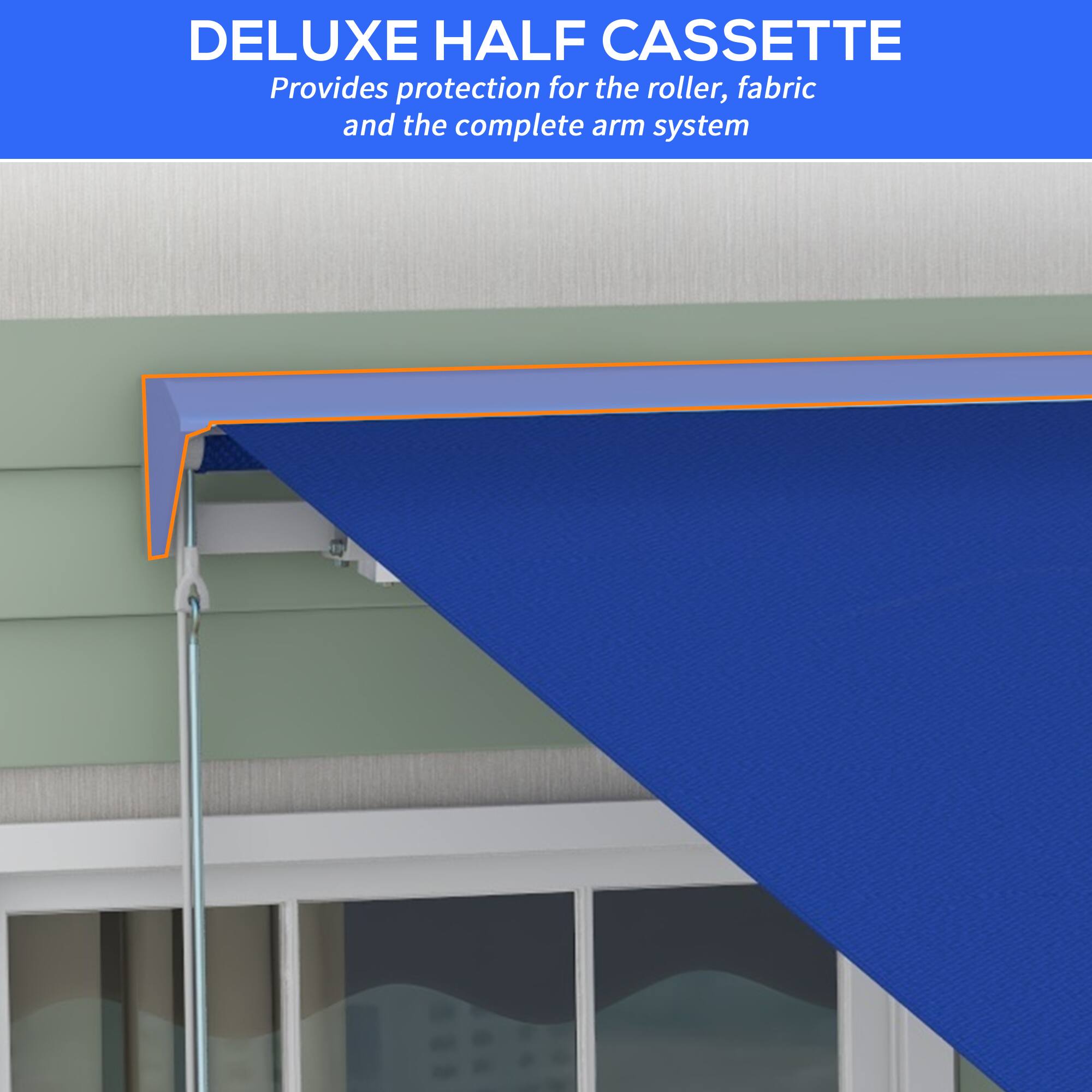 DELUXE HALF CASSETTE
Provides protection for the roller, fabric and the complete arm system