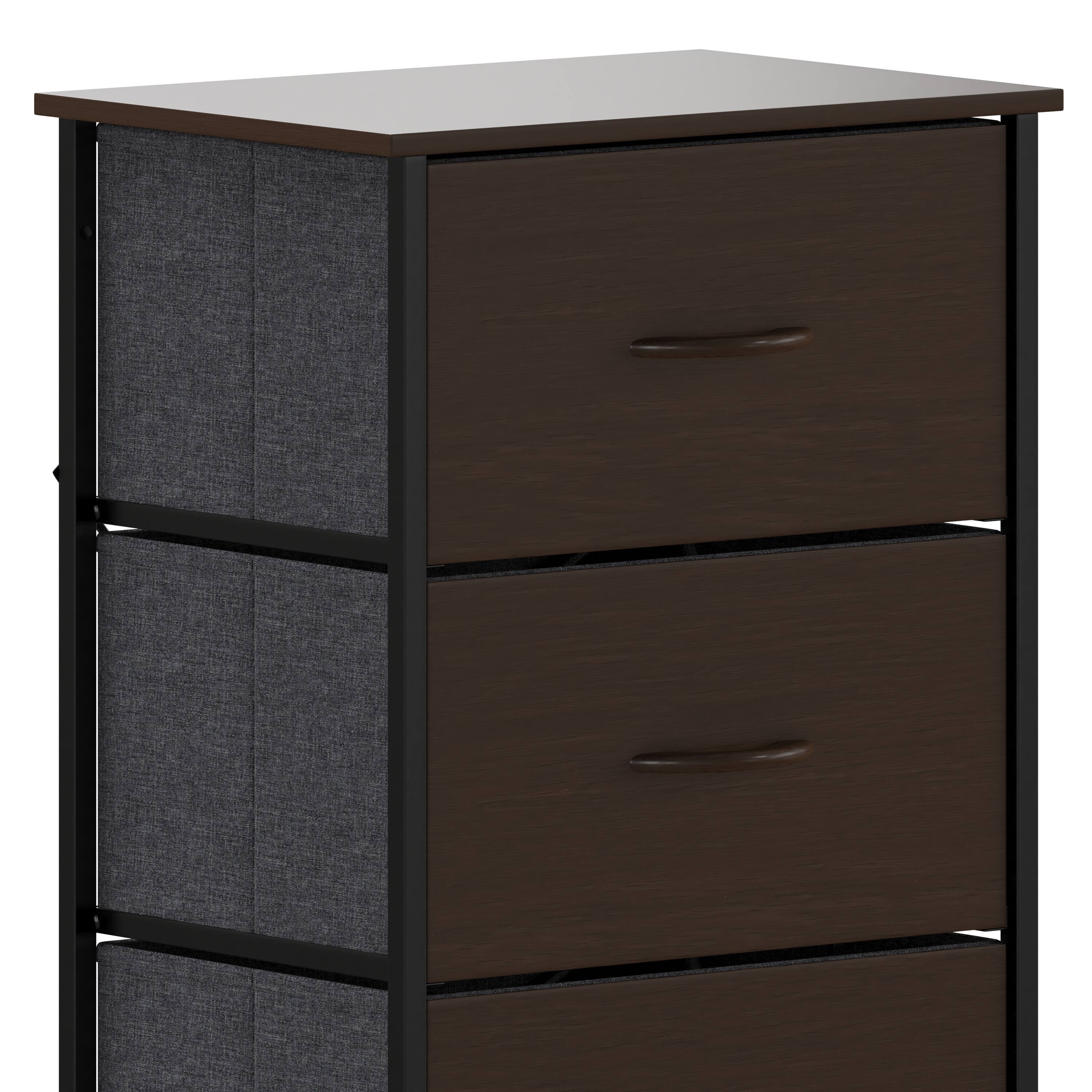 Alt View 10. Emma + Oliver - Marley 4 Drawer Storage Dresser with Cast Iron Frame, Wood Top and Easy Pull Engineered Wood Drawers with Wooden Handles - Brown Drawers/Black Frame.