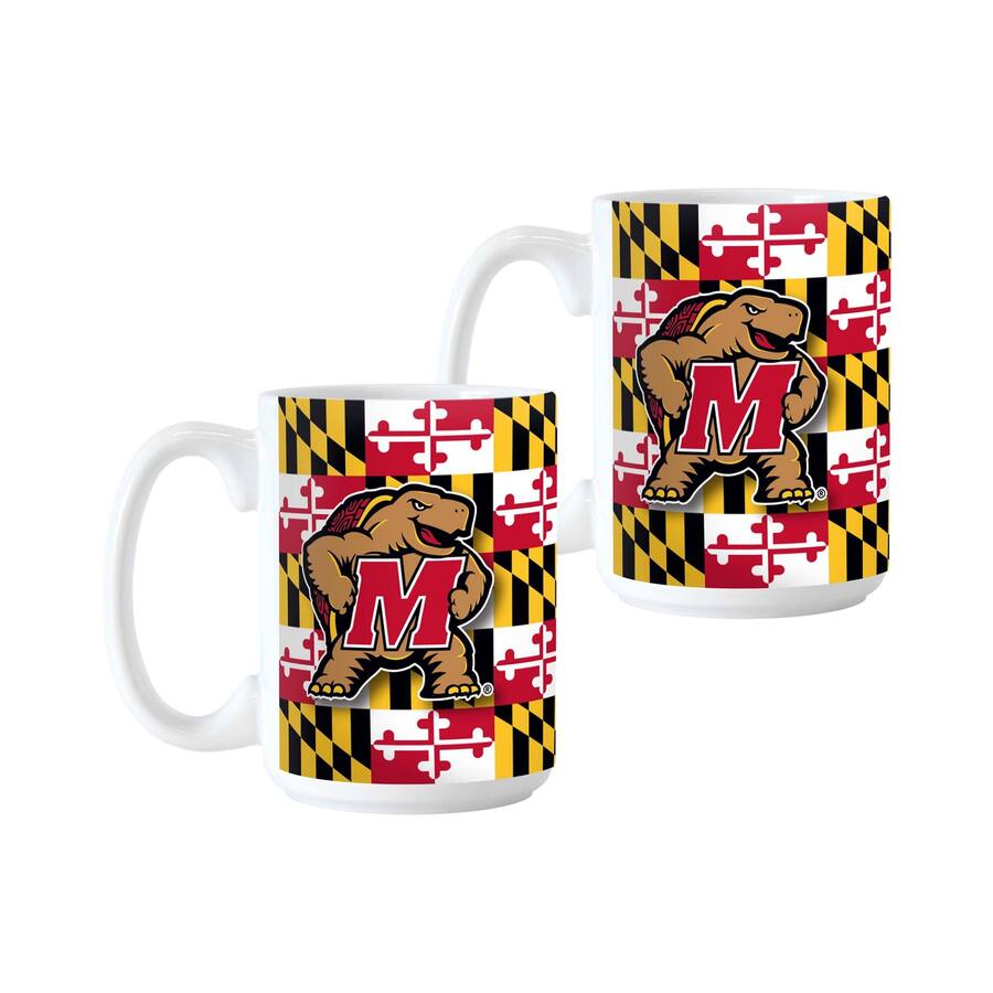 Logo Brands Maryland Terrapins Two Pack 15oz Flag Mug Set White logo-brands-maryland-terrapins-two-pack-15oz-flag-mug-set-white