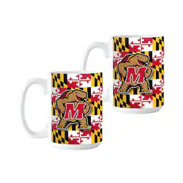 Logo Brands - Maryland Terrapins Two-Pack 15oz. Flag Mug Set - White