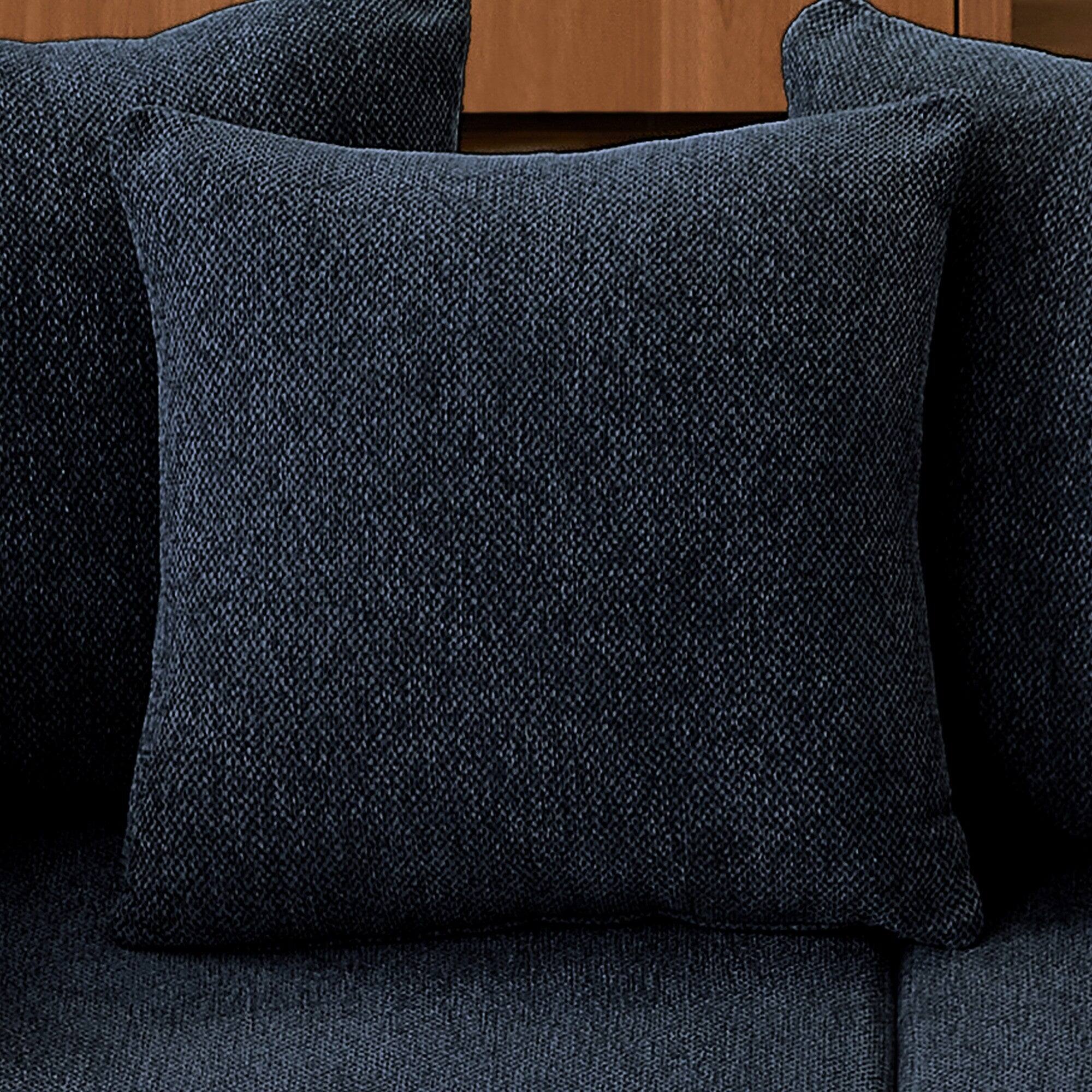 Alt View 4. Boyel Living - 74 in Wide Straight Arm Chenille Rectangle Minimalist Style Modular Sectional Sofa Set in. Blue with Fixed Cushions - Blue.