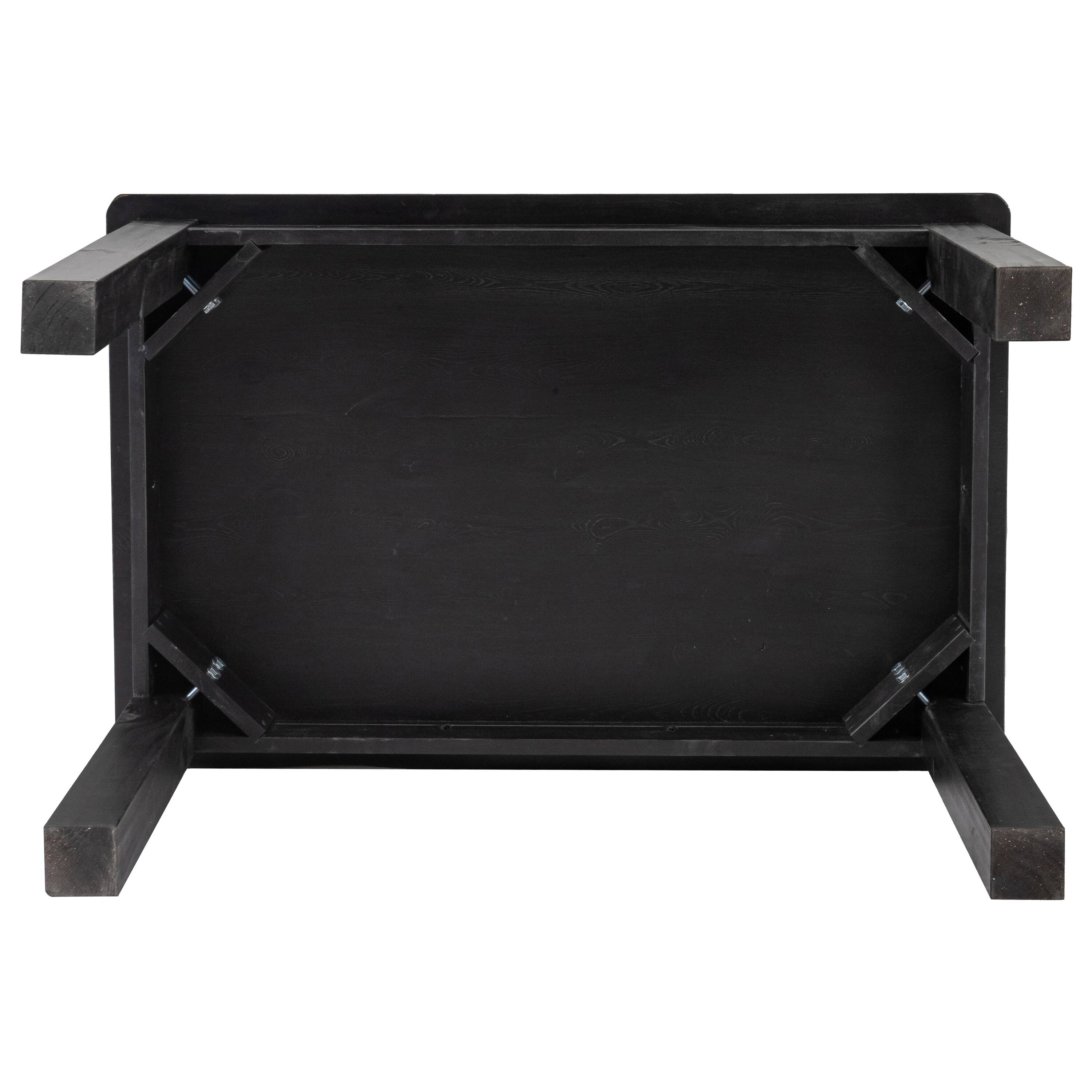 Alt View 4. Flash Furniture - HERCULES 46" x 30" Rectangular Black Wash Solid Pine Farm Dining Table - Black.