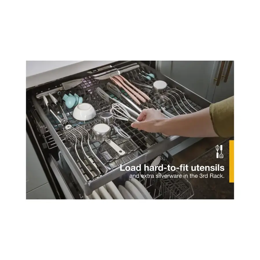 Load hard-to-fit utensils and extra silverware in the 3rd Rack.