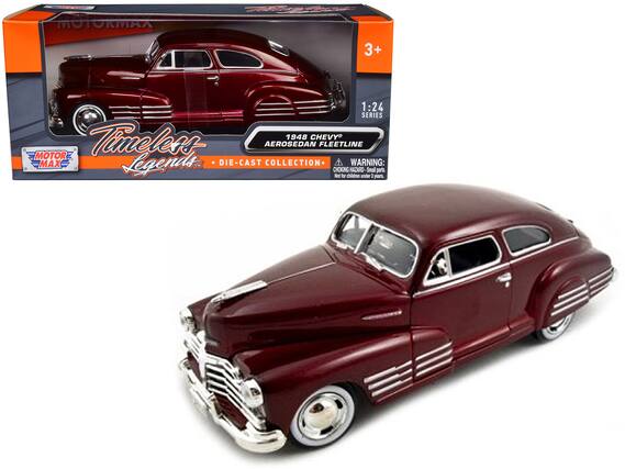 MOTORMAX
Timeless Legends™
1948 CHEVY AEROSEDAN FLEETLINE
DIE-CAST COLLECTION
1:24 SERIES
WARNING: CHOKING HAZARD - Small parts. Not for children under 3 years.
3+
