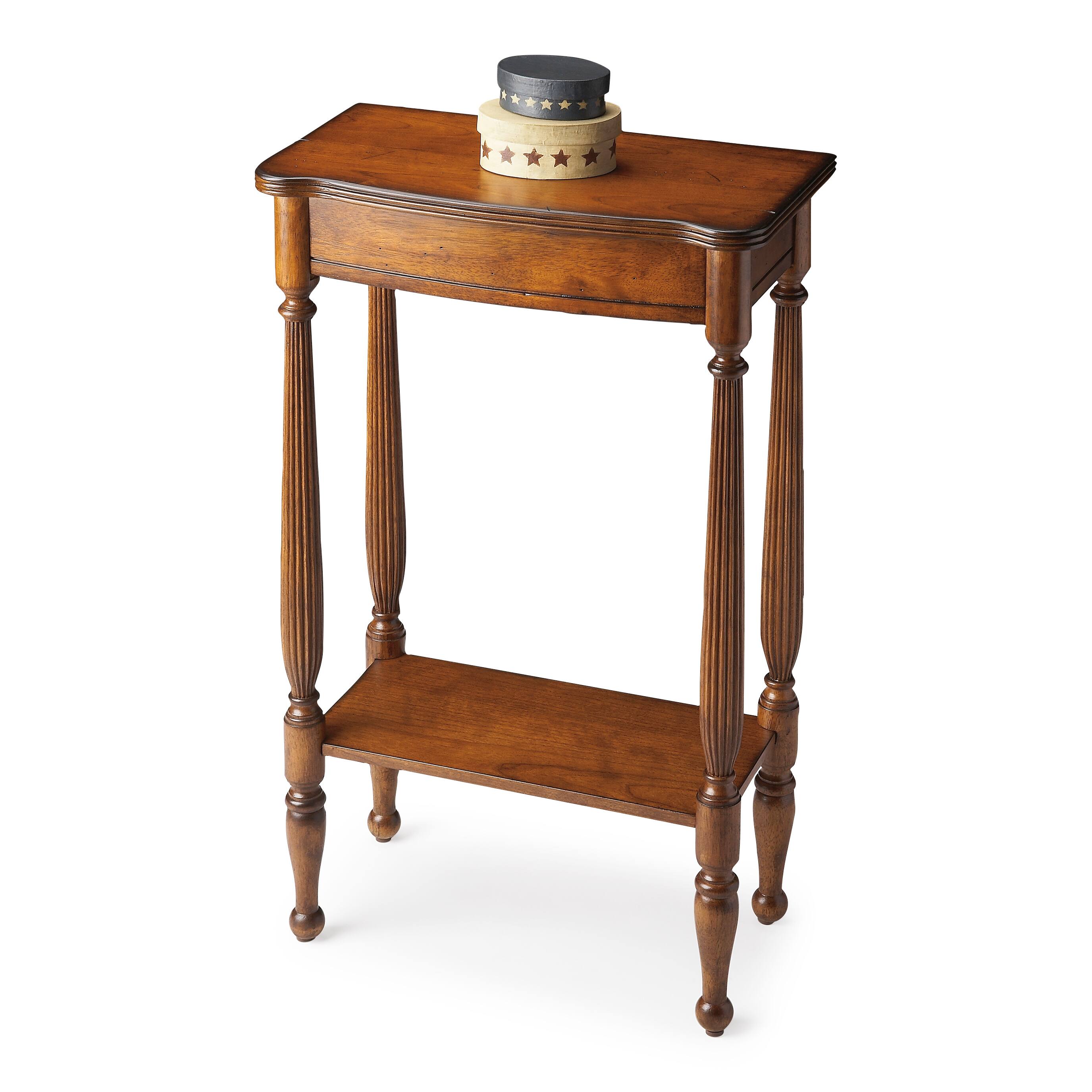 Alt View 1. Butler Specialty - Whitney 17.5 in. W Rectangular Wood Console Table with Lower Open Shelf - Medium Brown.