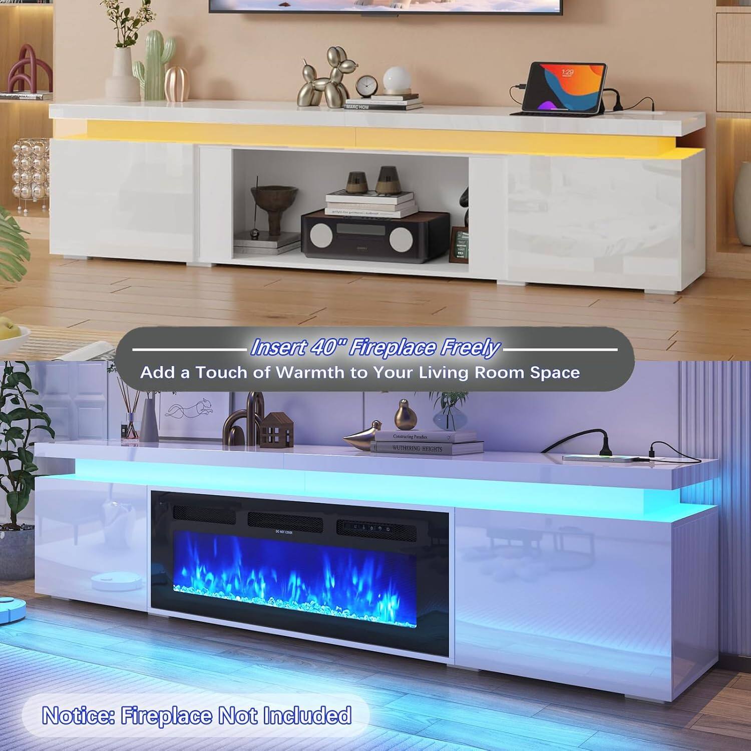 Insert 40" Fireplace Freely  
Add a Touch of Warmth to Your Living Room Space  

Notice: Fireplace Not Included