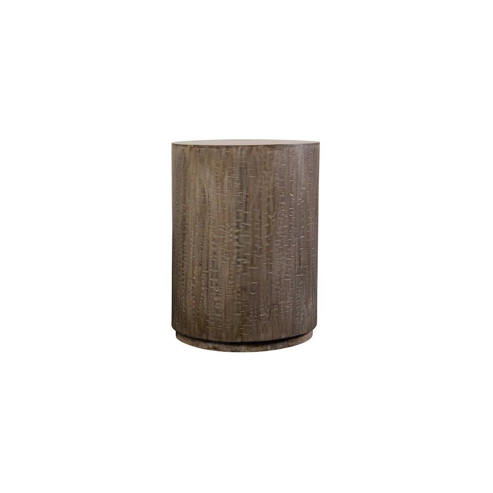 Left. Porter Designs - Drum Gray Wash Mango Wood End Table - Gray.