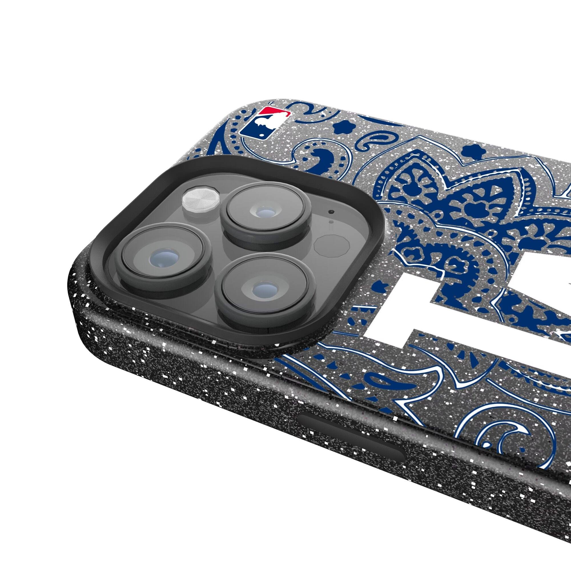 Alt View 3. Keyscaper - Los Angeles Dodgers Paisley Bling iPhone Case - 15 Pro - Black.