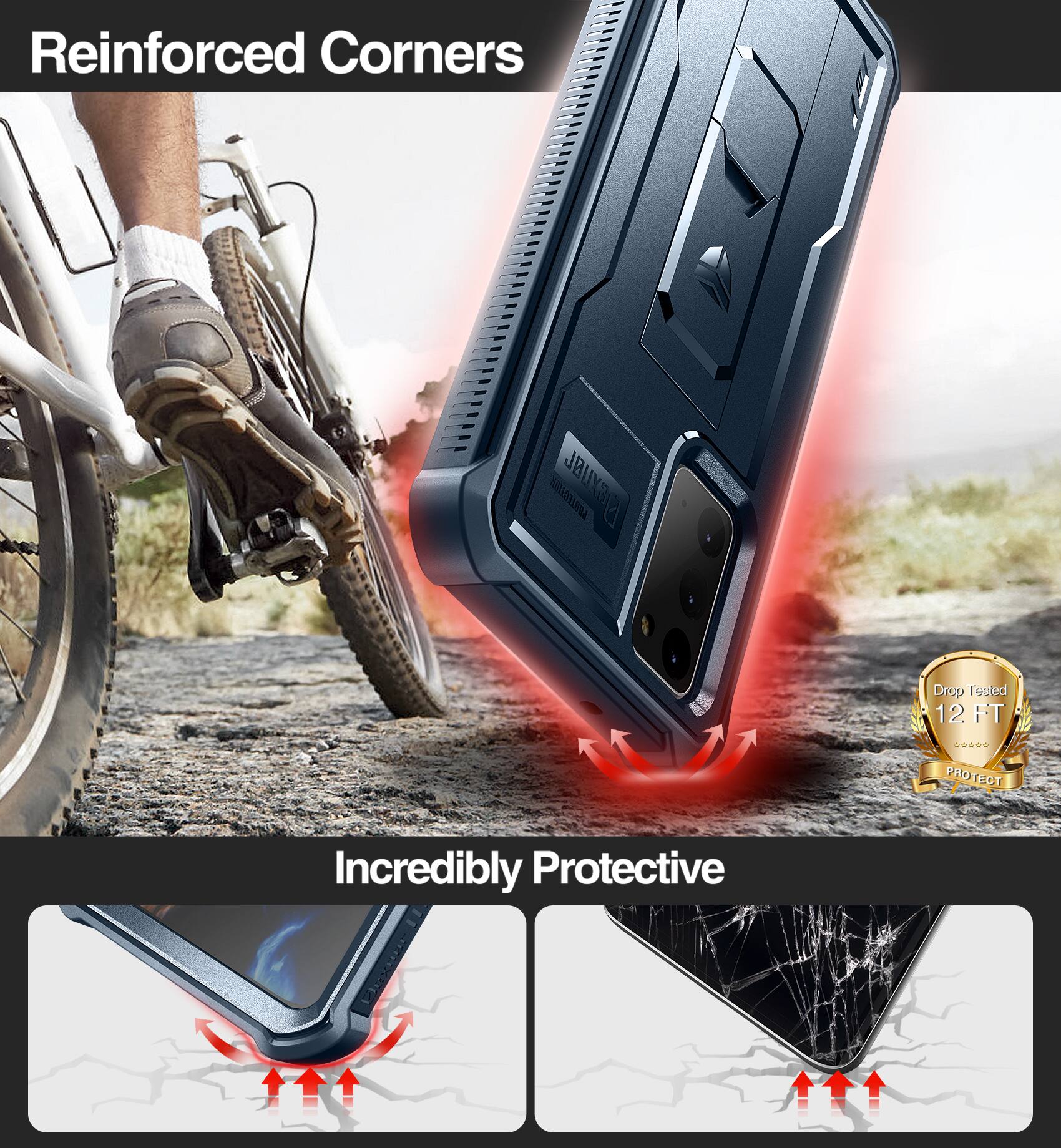 Reinforced Corners, Incredibly Protective, Drop Tested 12 FT ...** PROTECT