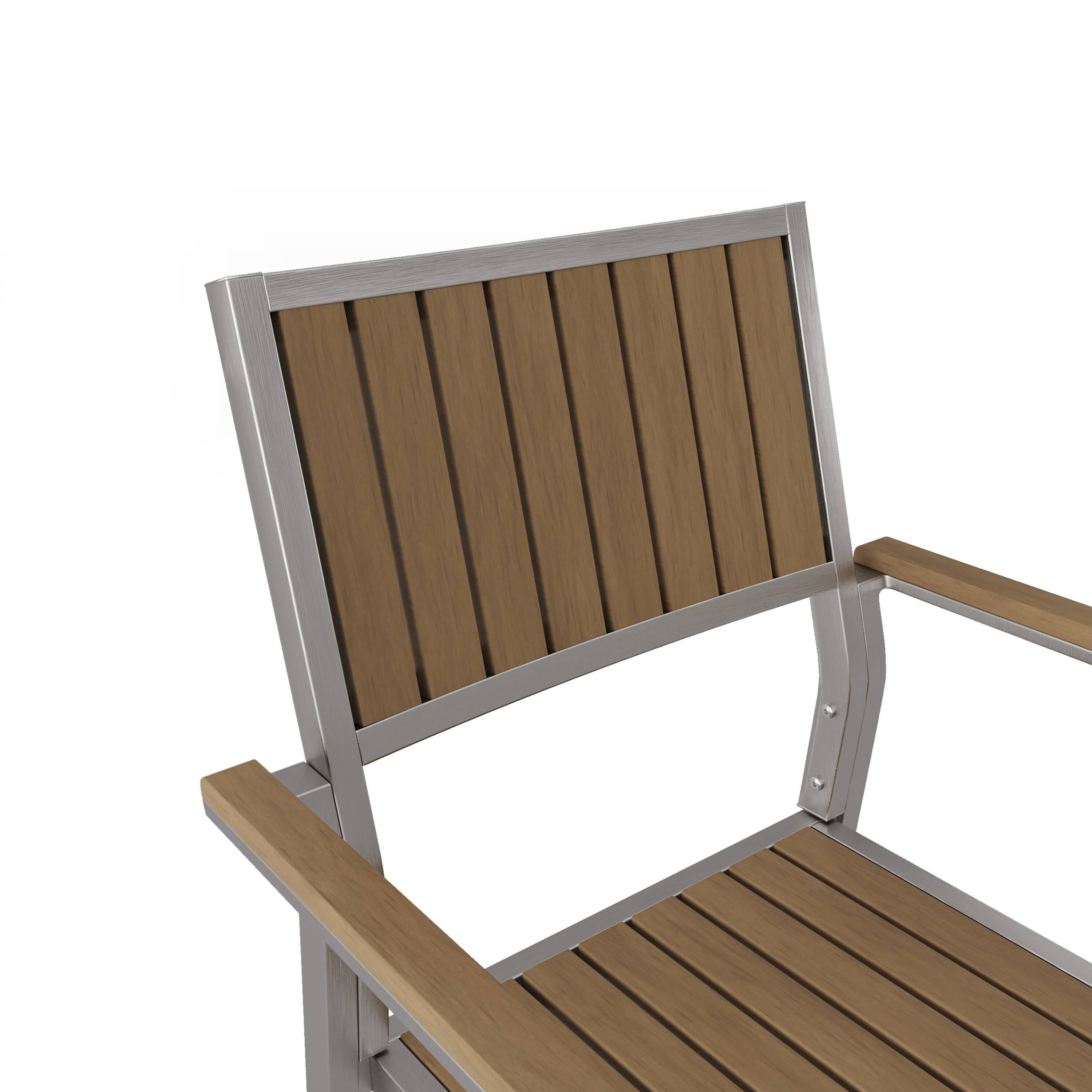 Alt View 8. Lirago - 21 Inch Dining Chairs Set of 2 Aluminum Frame with Wood Accent Sturdy Outdoor Indoor Use - Natural.