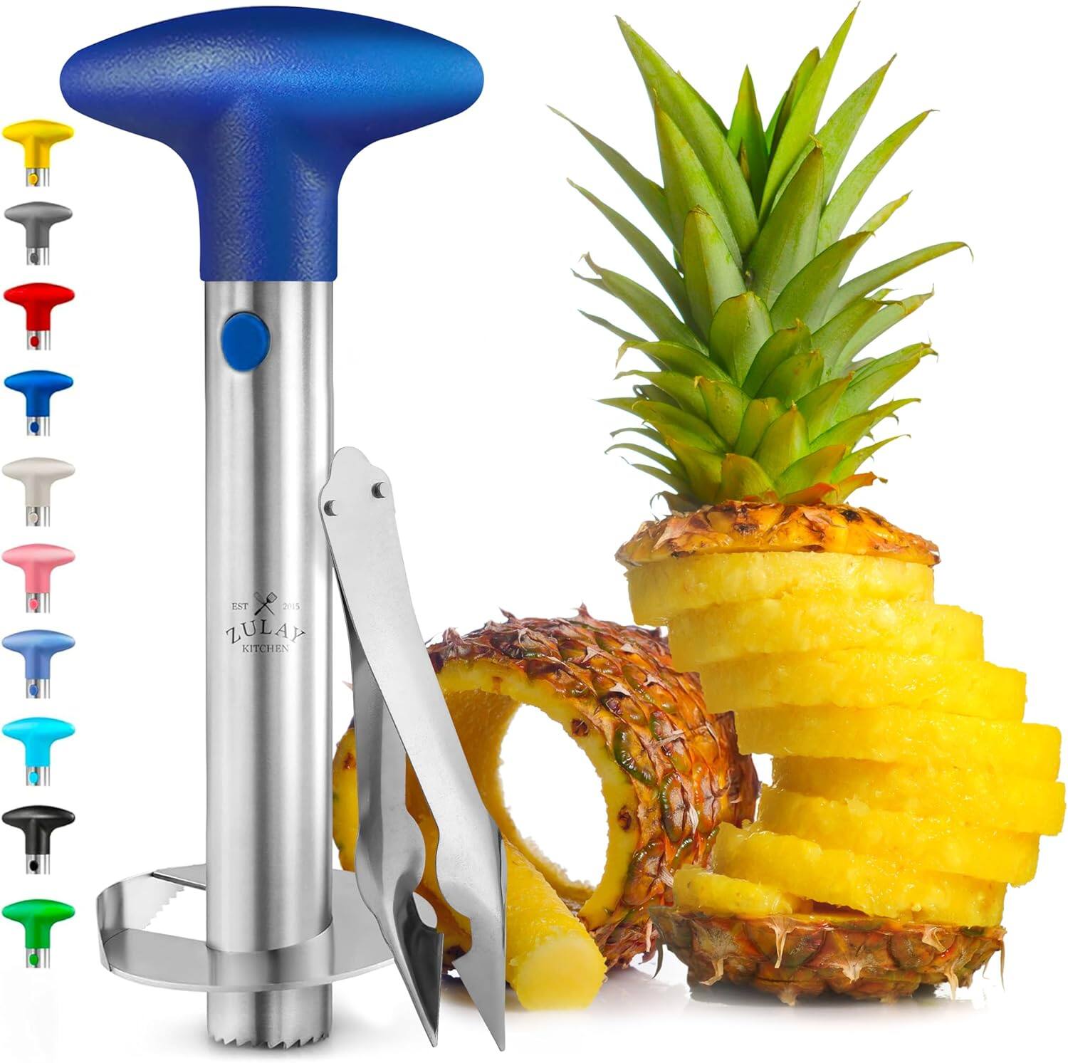 Zulay Kitchen - Stainless Steel Pineapple Corer & Slicer + Eye Removal Tool - Royal Blue