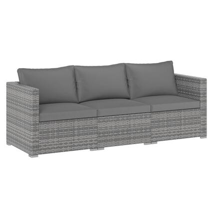 Front. Costway - Costway 3PCS Patio Sectional Sofa Set, PE Rattan Modular Couch Furniture Set with Cushions - Gray + Mix Gray.