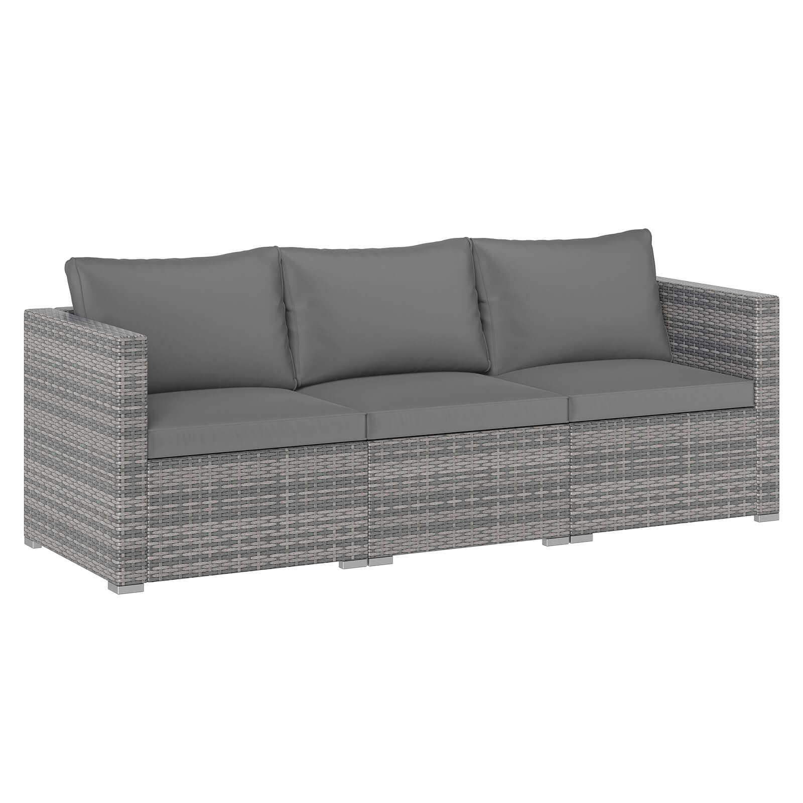 Front. Costway - Costway 3PCS Patio Sectional Sofa Set, PE Rattan Modular Couch Furniture Set with Cushions - Gray + Mix Gray.