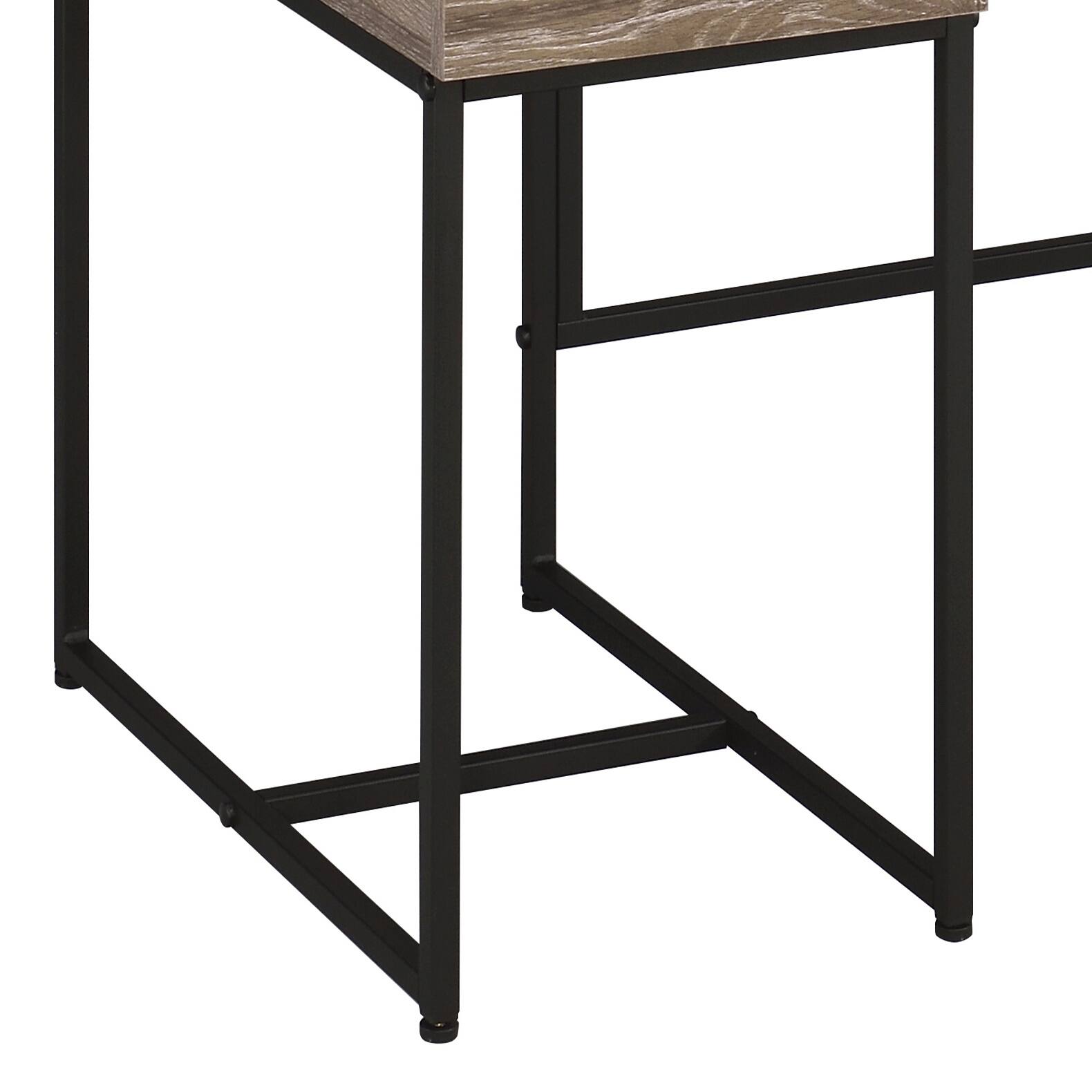 Alt View 2. TinyHomie - Rustic Oak and Black 4-drawer Writing Desk - Black and Brown.