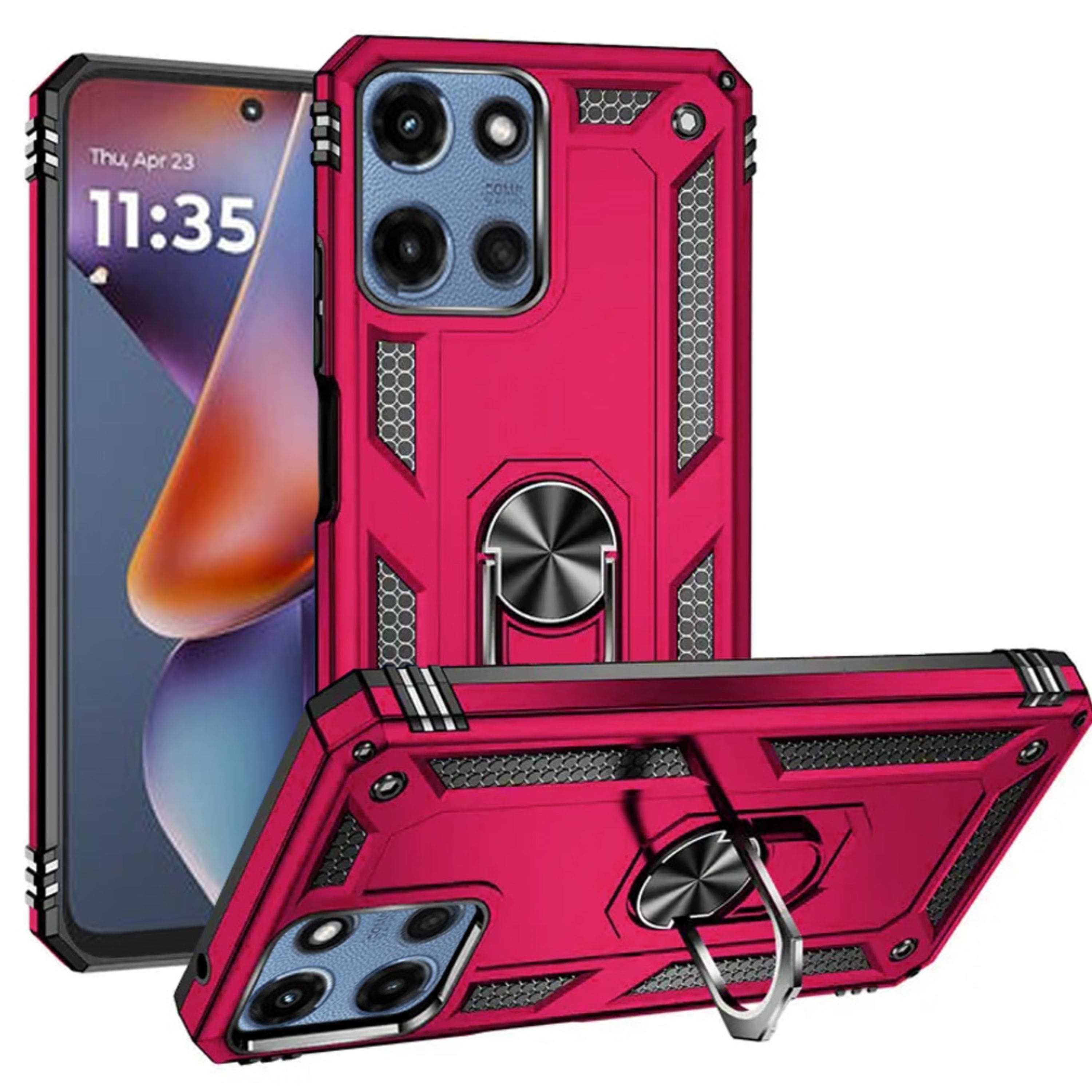 Kitcheniva - Metal Ring Kickstand Case With Tempered Glass For Moto G 2025 / 2026 / G Play 2026 - Hot Pink price history on PriceWatchPro