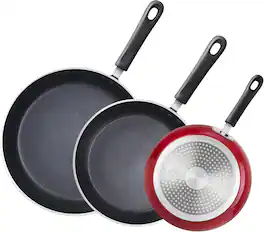 Cook N Home - Professional 8/9.5/11 Inch Nonstick Frying Pan Set, Kitchen Cooking Skillets Saute Fry Pan, Induction - Red