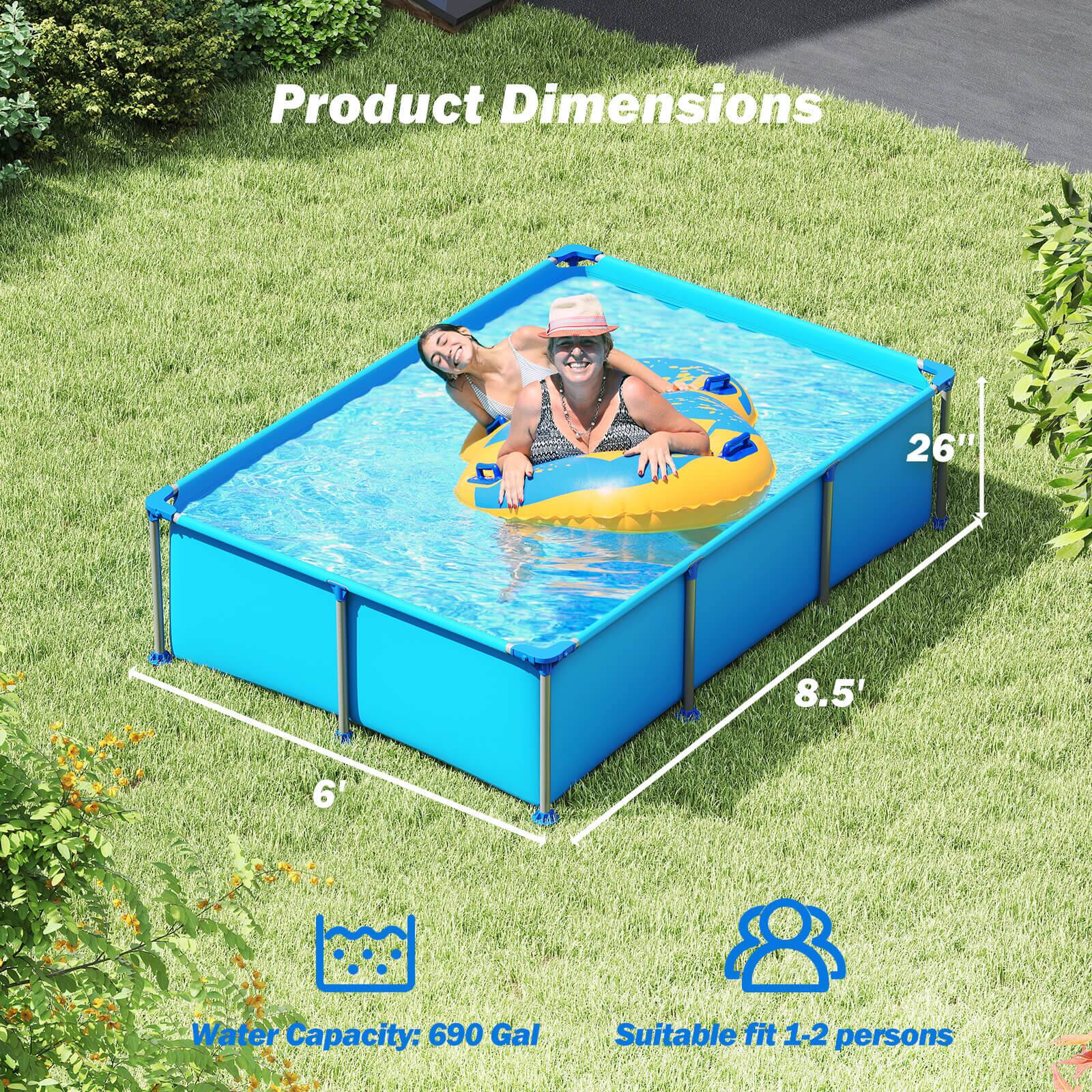 Costway 690 Gal Outdoor Family Swimming Pool with Metal Frame