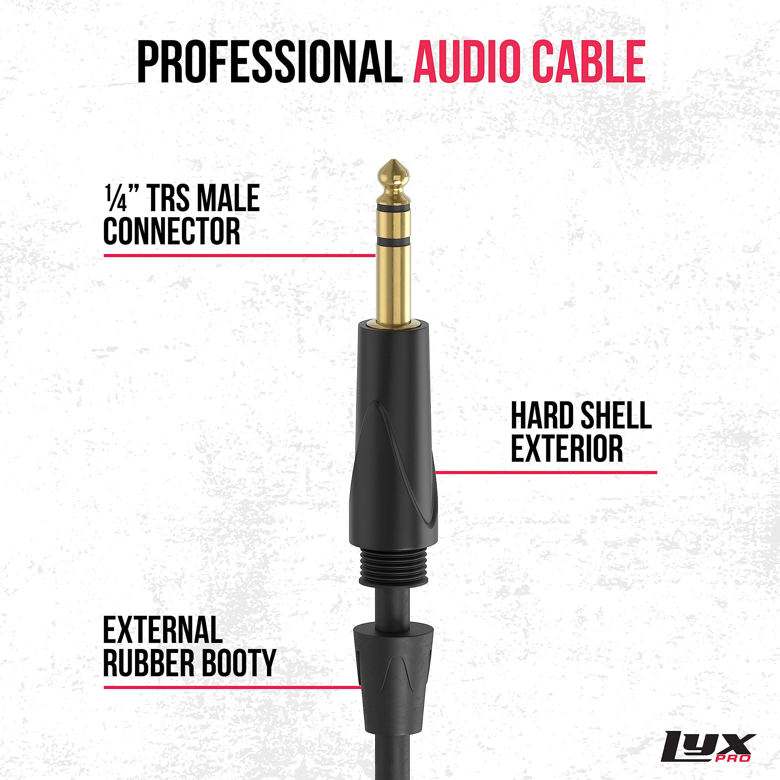 PROFESSIONAL AUDIO CABLE 1/4" TRS MALE CONNECTOR HARD SHELL EXTERIOR EXTERNAL RUBBER BOOTY