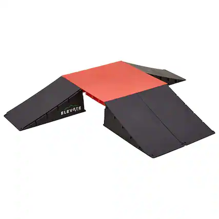 Front. Elevate Outdoor - Elevate Outdoor Mini Skateboard Ramp 6-Piece Set with EZ-Link Setup, Orange - Black and Orange.