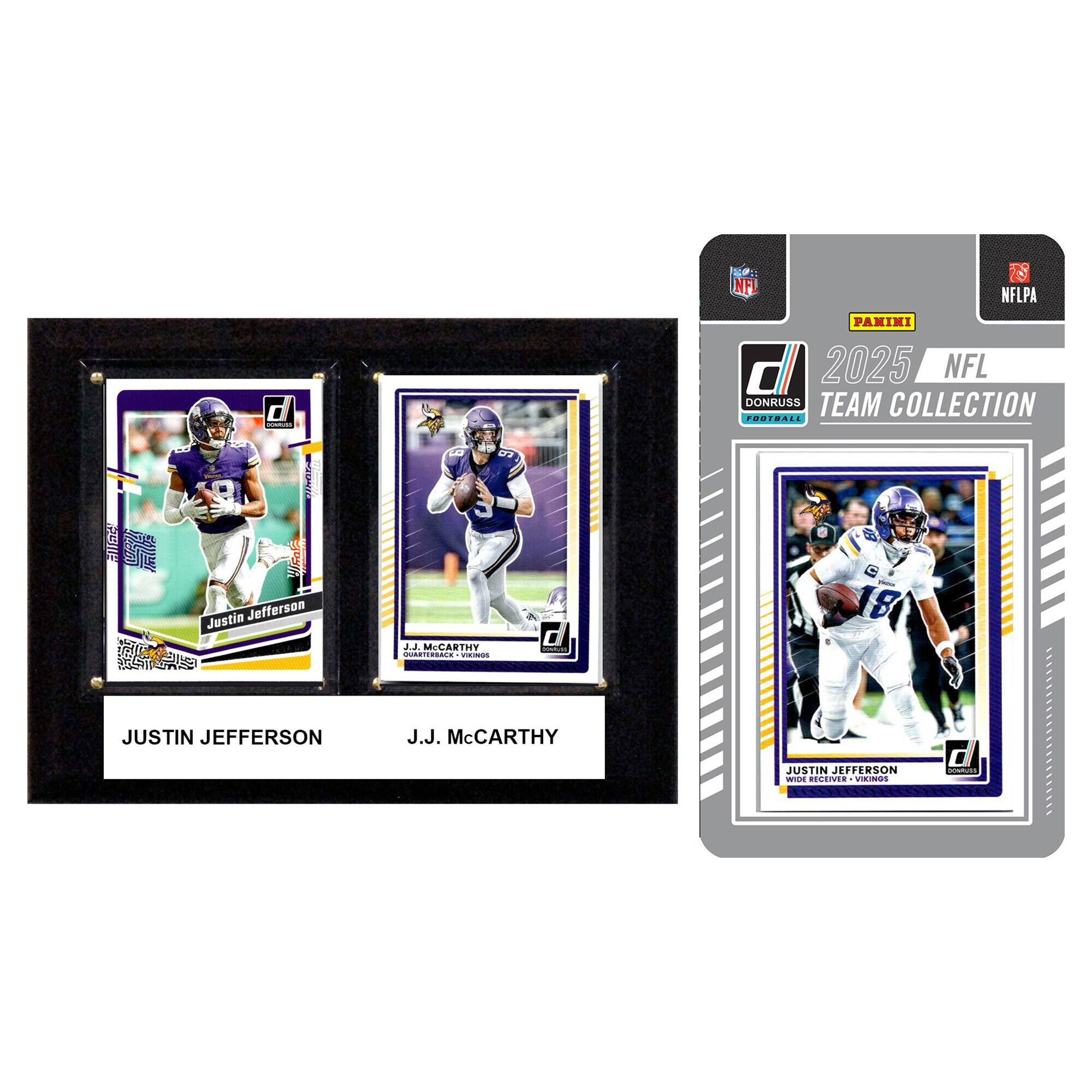 Minnesota Vikings 6" x 8" Player Plaque & 2025 Team Trading Card Set