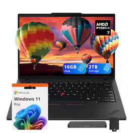 Lenovo - ThinkPad T14 G6 14" WUXGA Laptop,Ryzen AI 7 PRO 350,16GB RAM,1TB SSD+1TB Dock Set,Backlit KB,Win 11 Pro - Black