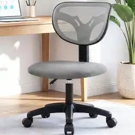 Neo Chair - Small Desk Chair, Armless Home Office Chair with Padded Seat, Swivel Ergonomic Computer Chair with Adjustable Height - Gray