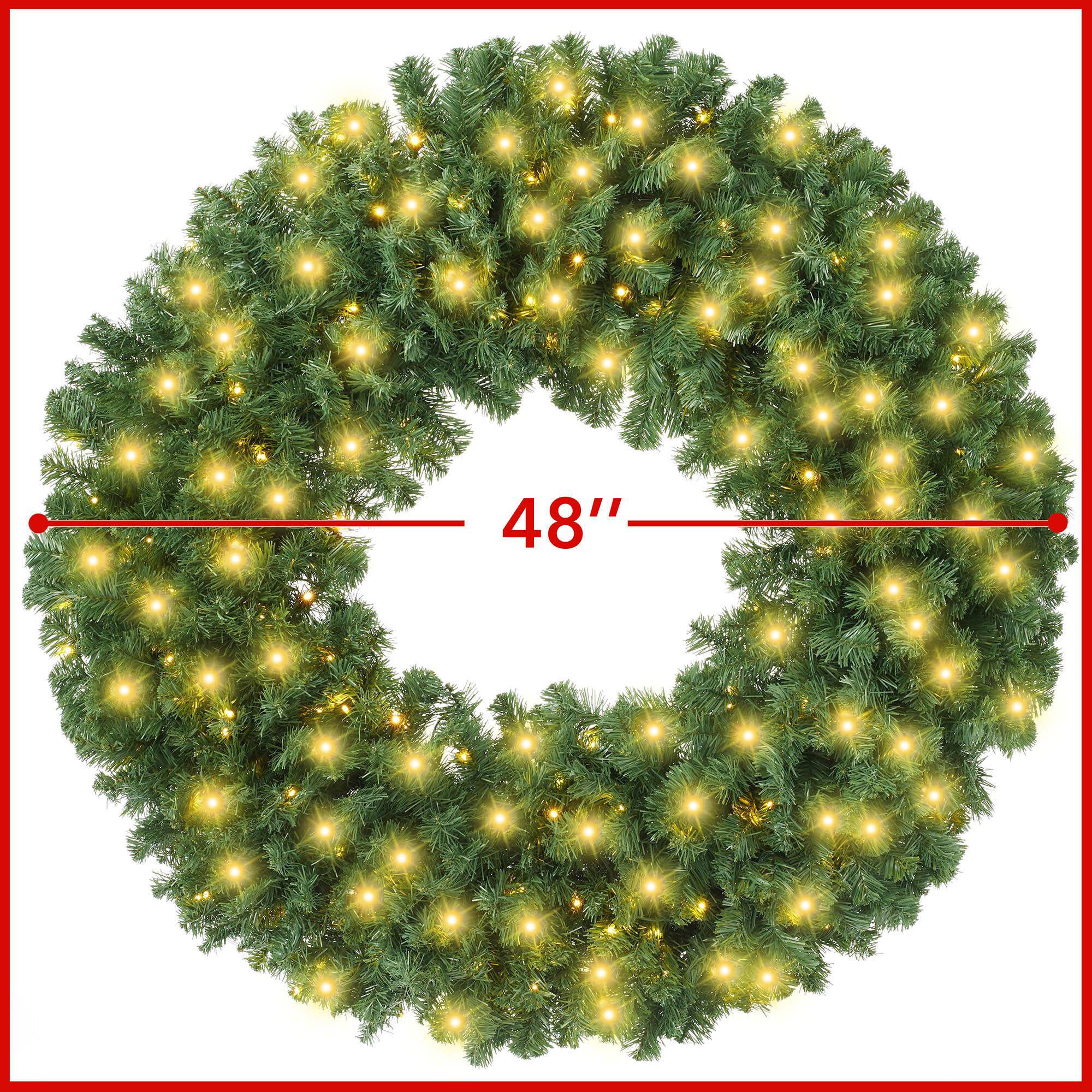 Alt View 4. Casafield - Green Fir Artificial Holiday Christmas Wreath Holiday Décor - Green White Lights.