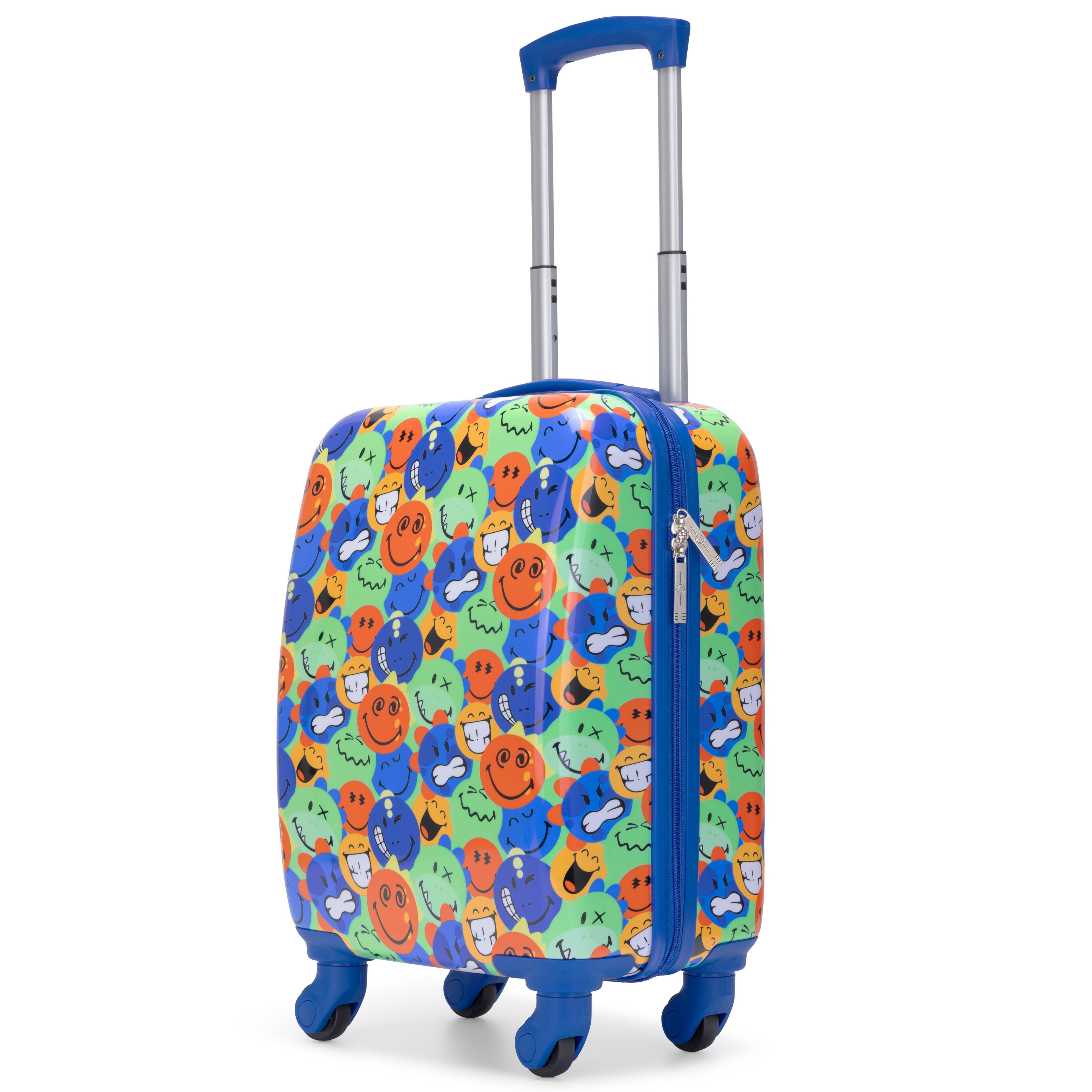 Angle. Smiley World - 18" Airline Approved Carry-on Suitcase - Smileysaurus.