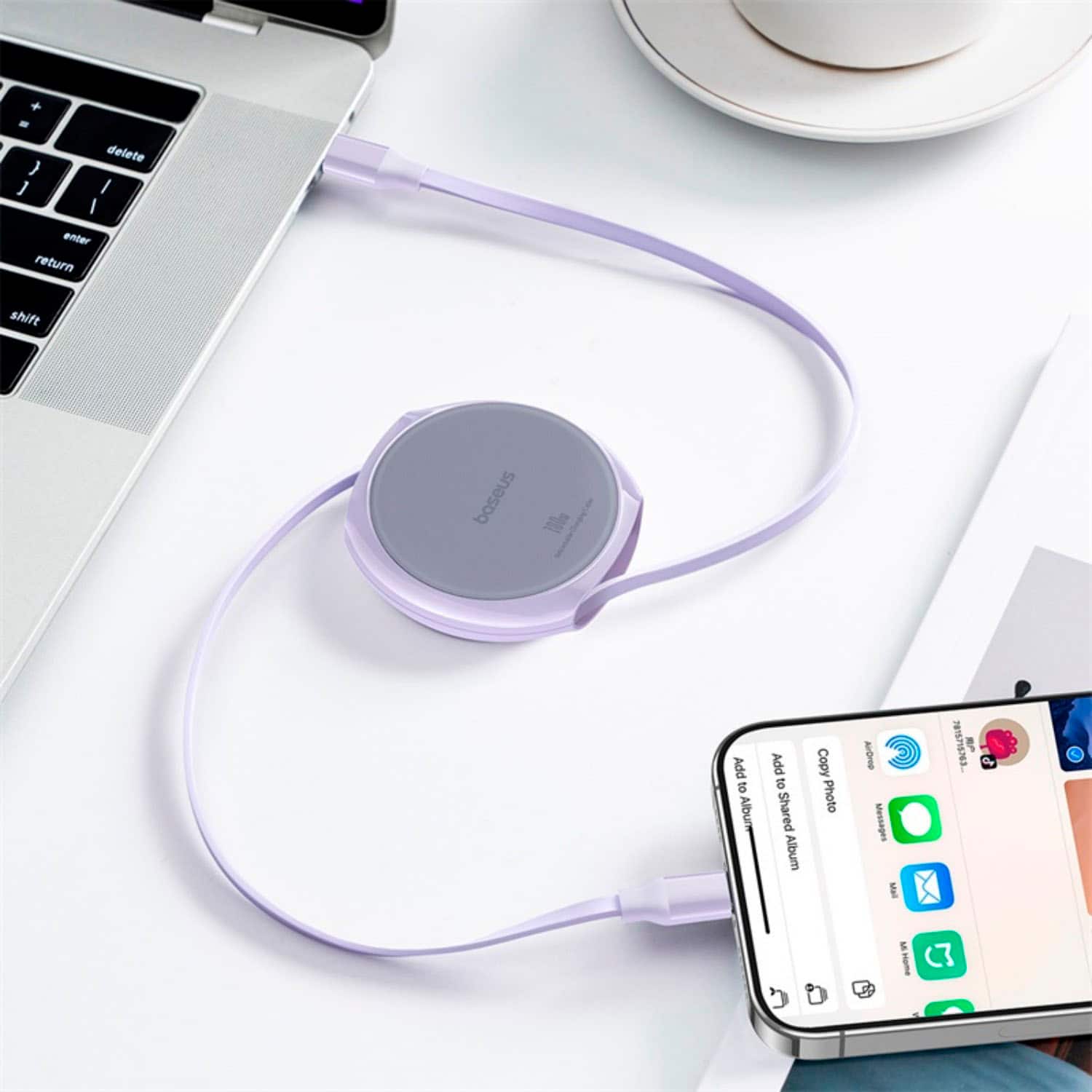 The text on the image reads: "Add to Album Copy Photo AIrop Messages E NN 4 E m (7)".