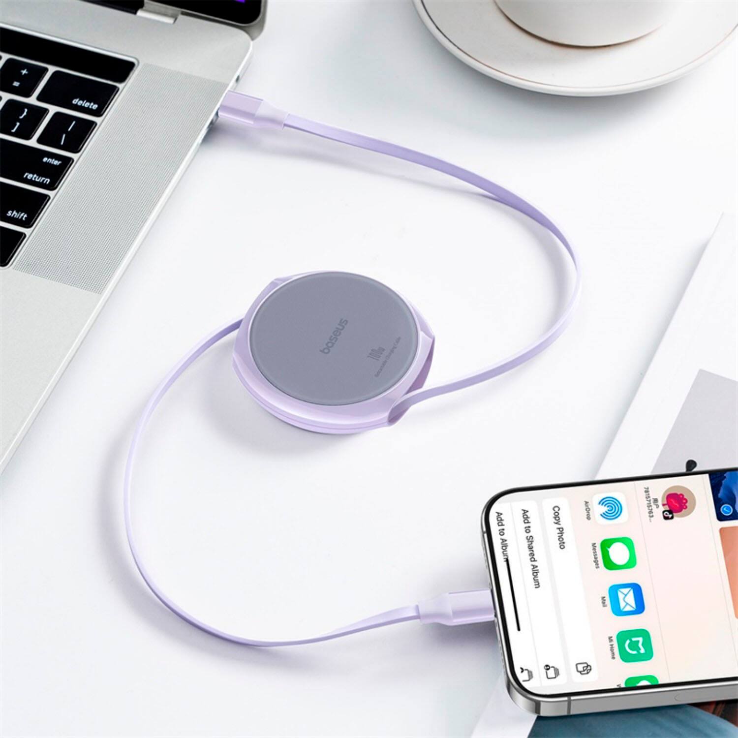 The text on the image reads: "Add to Album Copy Photo AIrop Messages E NN 4 E m (7)".