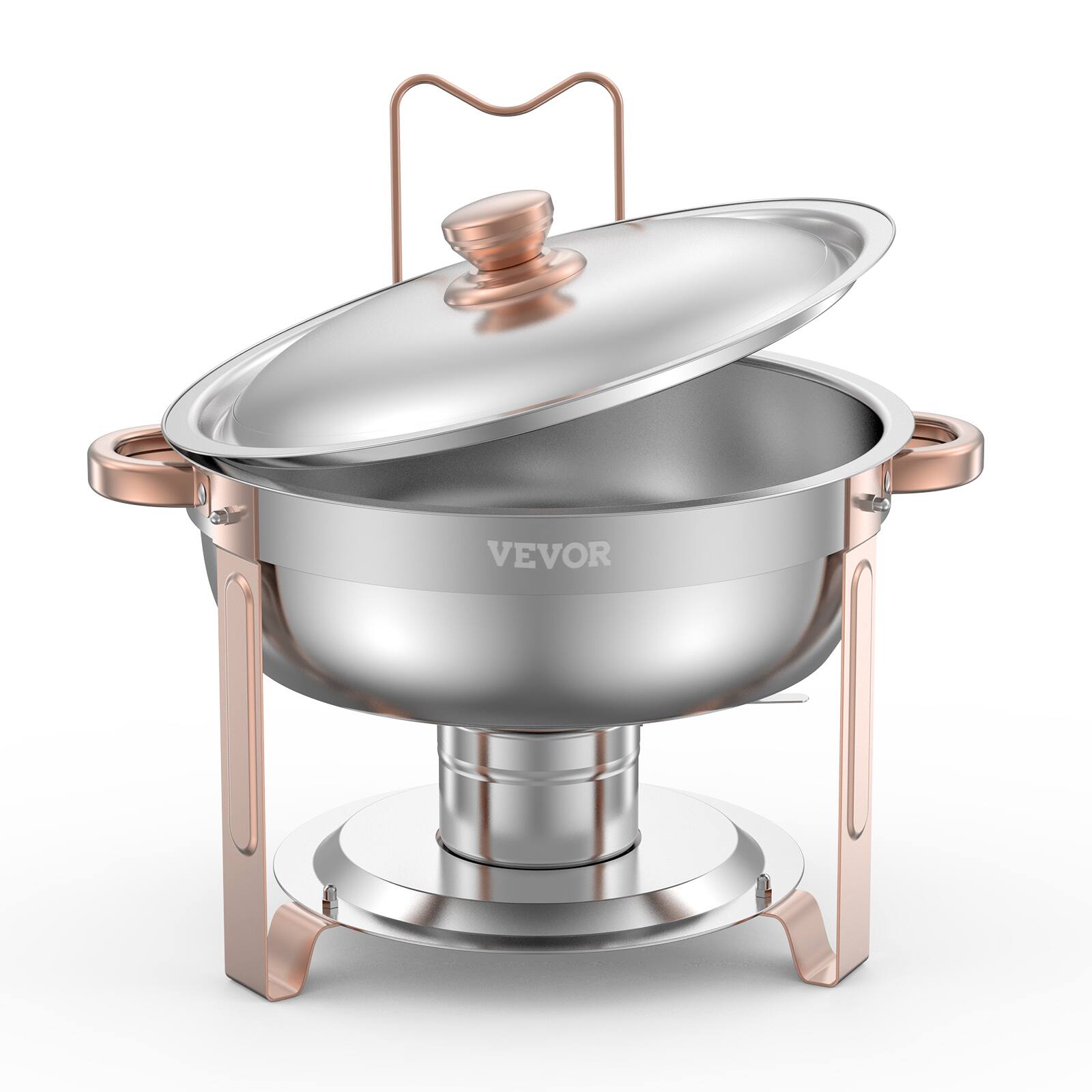 Alt View 5. VEVOR - Chafing Dish Buffet Set, 5 Qt 4 Pack, Stainless Steel Chafer with 4 Full Size Pans, Round Catering Warmer Server - Gold ,Silver.