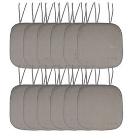 Sweet Home Collection - Honeycomb Memory Foam Non-Slip 16" x 16" Chair Cushion Pad with Ties, 12-Pack - Silver