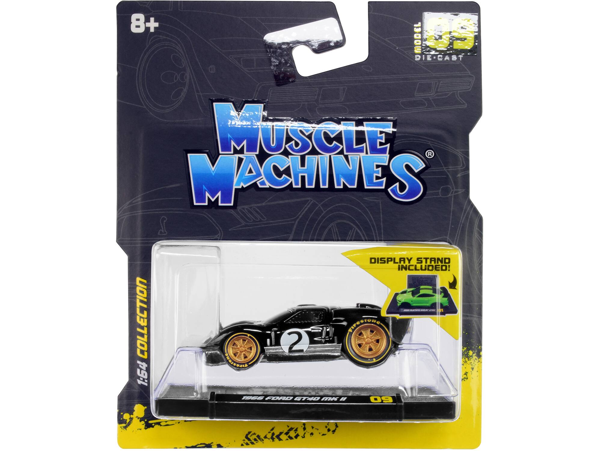 8+ MODEL DIE CAST MUSCLE MACHINES COLLECTION 1:64 DISPLAY STAND INCLUDED! - 1966 FORD GT40 MK II