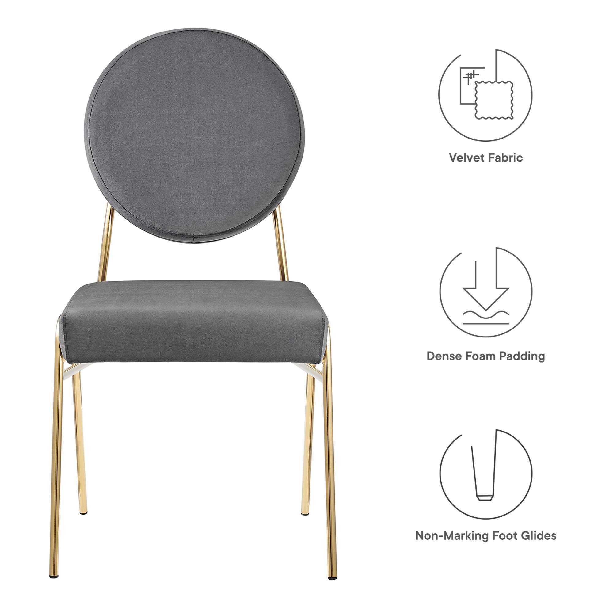 Craft Performance Velvet Dining Side Chair by Modway - Gold Gray - Thumbnail 4