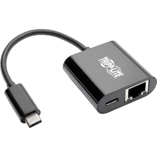 Eaton Tripp Lite Series USB-C to Gigabit Network Adapter with 60W USB-C PD Charging - Thunderbolt 3, USB 3.1 - Black