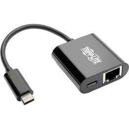 Eaton Tripp Lite Series USB-C to Gigabit Network Adapter with 60W USB-C PD Charging - Thunderbolt 3, USB 3.1 - Black