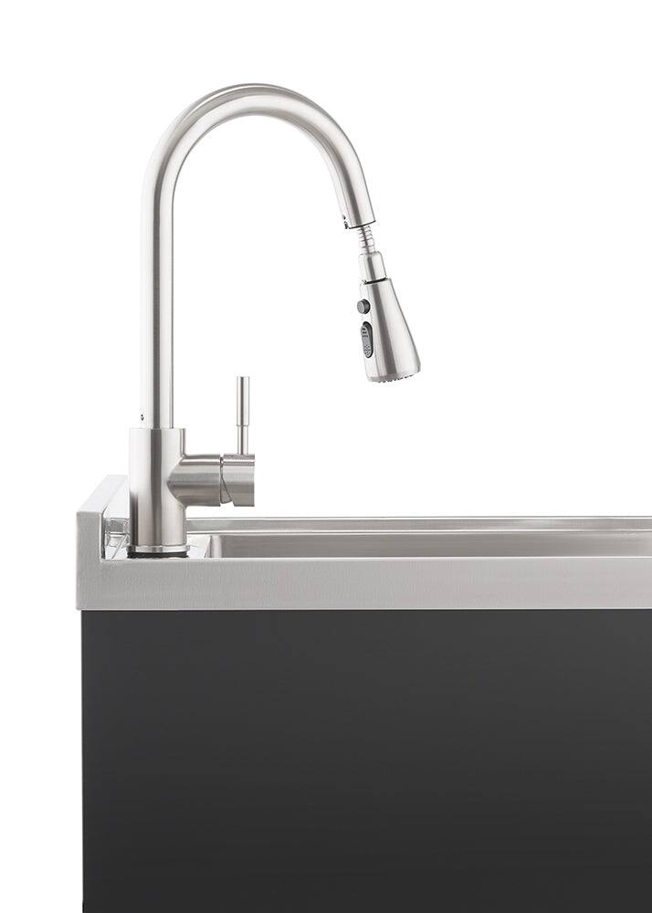 Alt View 2. TRINITY - Trinity Basics | 18x16x13 Basin | Stainless Steel Utility Sink | Nsf | w/ Pull-Out Faucet - Black.